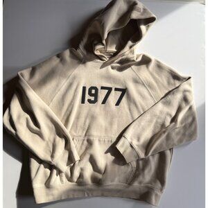 FEAR OF GOD Essentials 1977 Logo Hoodie in Beige - Men's Medium - Oversized